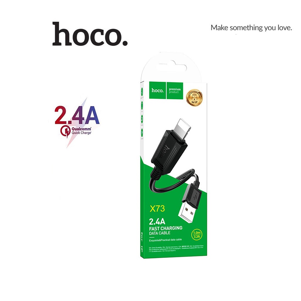Cáp sạc 2.4A hoco. X73 dây dẻo siêu bền chống gẫy gập dài 1M ( ta.0)