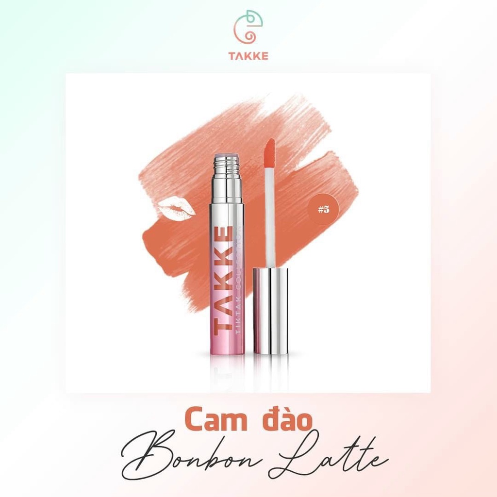 Son Kem Lì Dưỡng Môi Takke Cam Đào BonBon Latte