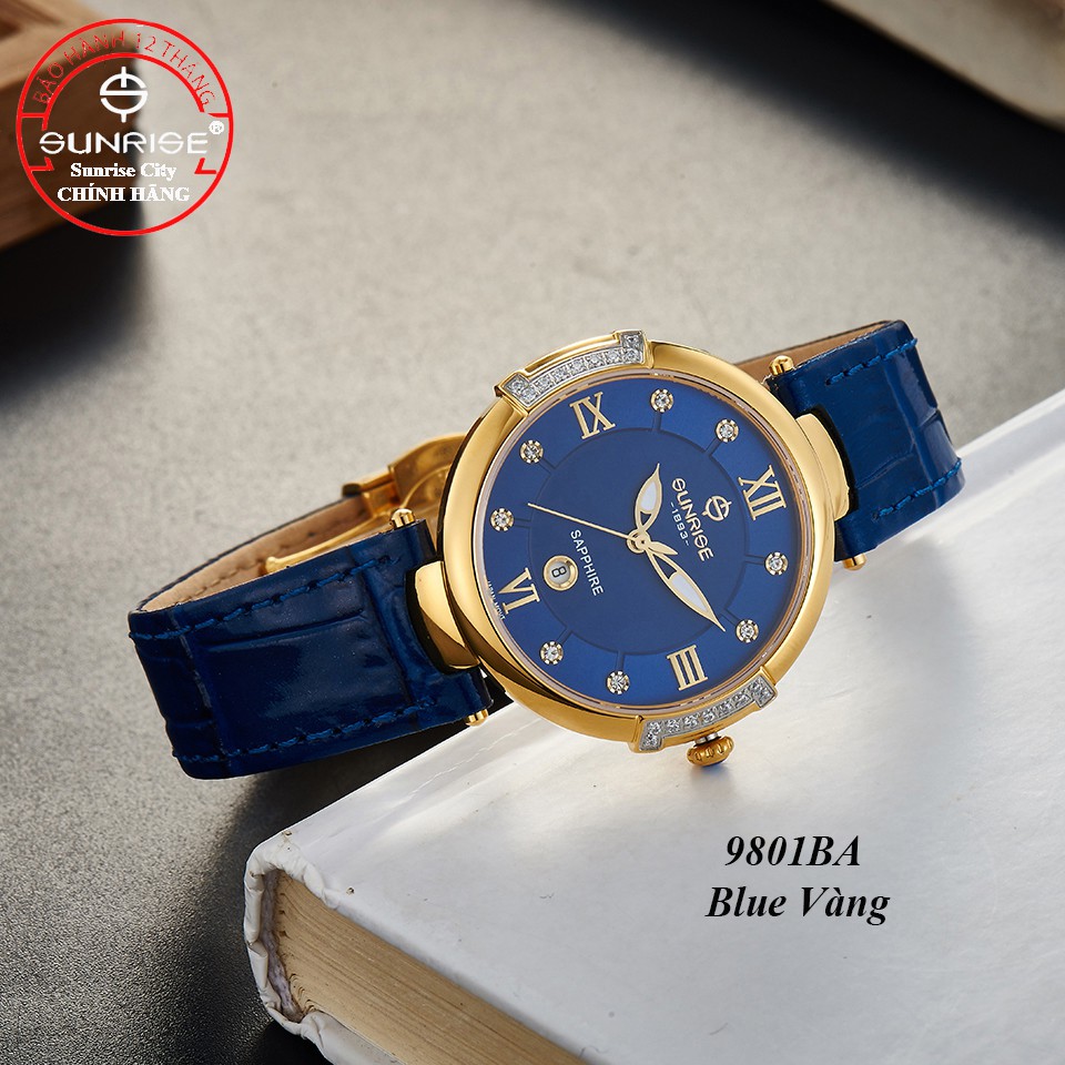 Đồng hồ nữ Sunrise ♥️FREESHIP♥️ Model 9801BA Đính Đá kính Sapphire chống xước - Fullbox chính hãng