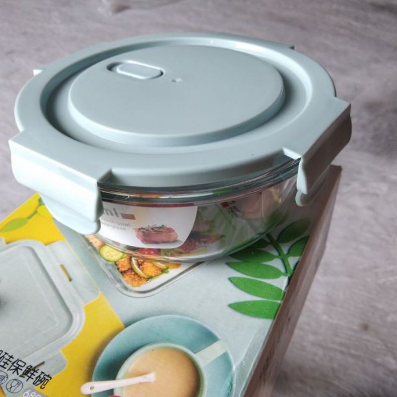 Hộp đựng thức ăn tròn 400ml, hộp tròn đựng thực phẩm, hộp thủy tinh tròn, vuông
