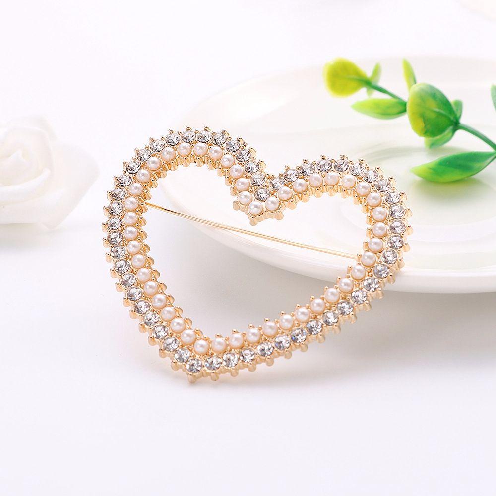 QQMALL Ghim Cài Áo Hình Vuông / Tròn / Trái Tim Đính Đá Bằng Hợp Kim Thiết Kế