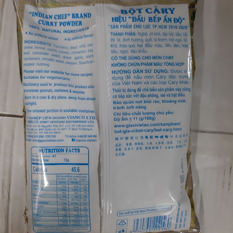 Bột Cà Ri Đầu Bếp Ấn Độ Gia Vị Việt Ấn gói 500gram