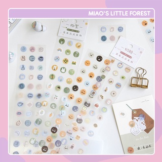 Sticker MIAO'S LITTLE FOREST sticker chấm tròn mặt cười hoạt hình dễ thương trang trí sổ tay bullet journal MST350