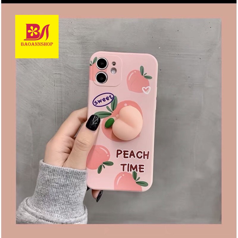 Ốp lưng iphone Họa Tiết Quả Đào PEACH Dẻo Viền Vuông D05 7plus/8plus/x/xs/xsmax/11/12/promax - BAOANNSHOP