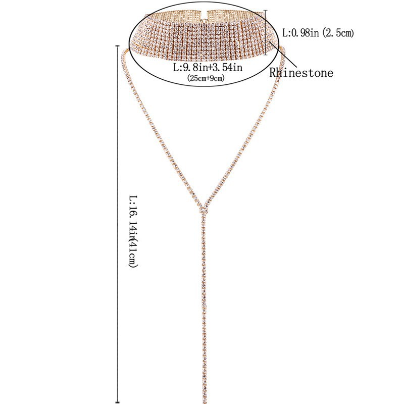Dây chuyền đính kim cương giả bản to thiết kế thanh lịch cá tính dành cho nữ