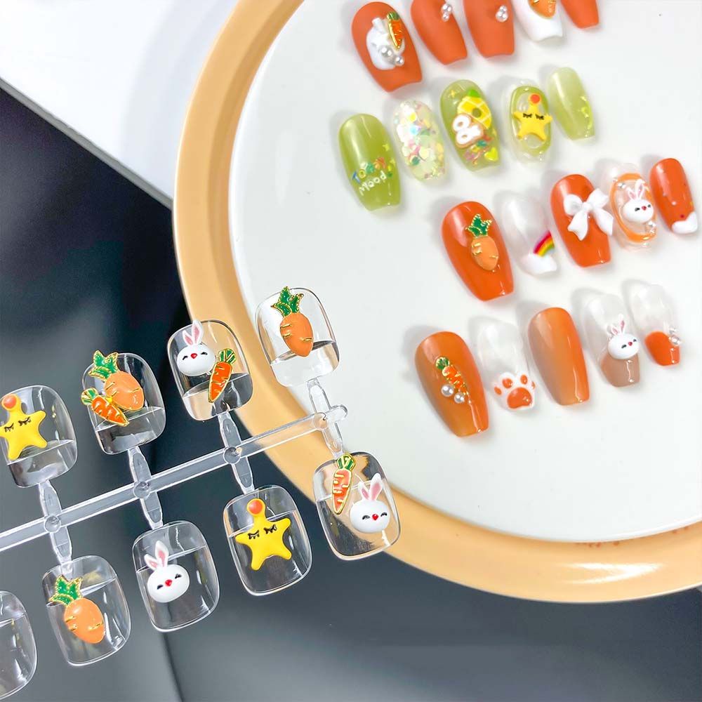 [Hàng mới về] Bộ phụ kiện trang trí móng tay nghệ thuật 3D bằng kim loại kiểu dáng thỏ/ cà rốt/ ngôi sao đáng yêu DIY