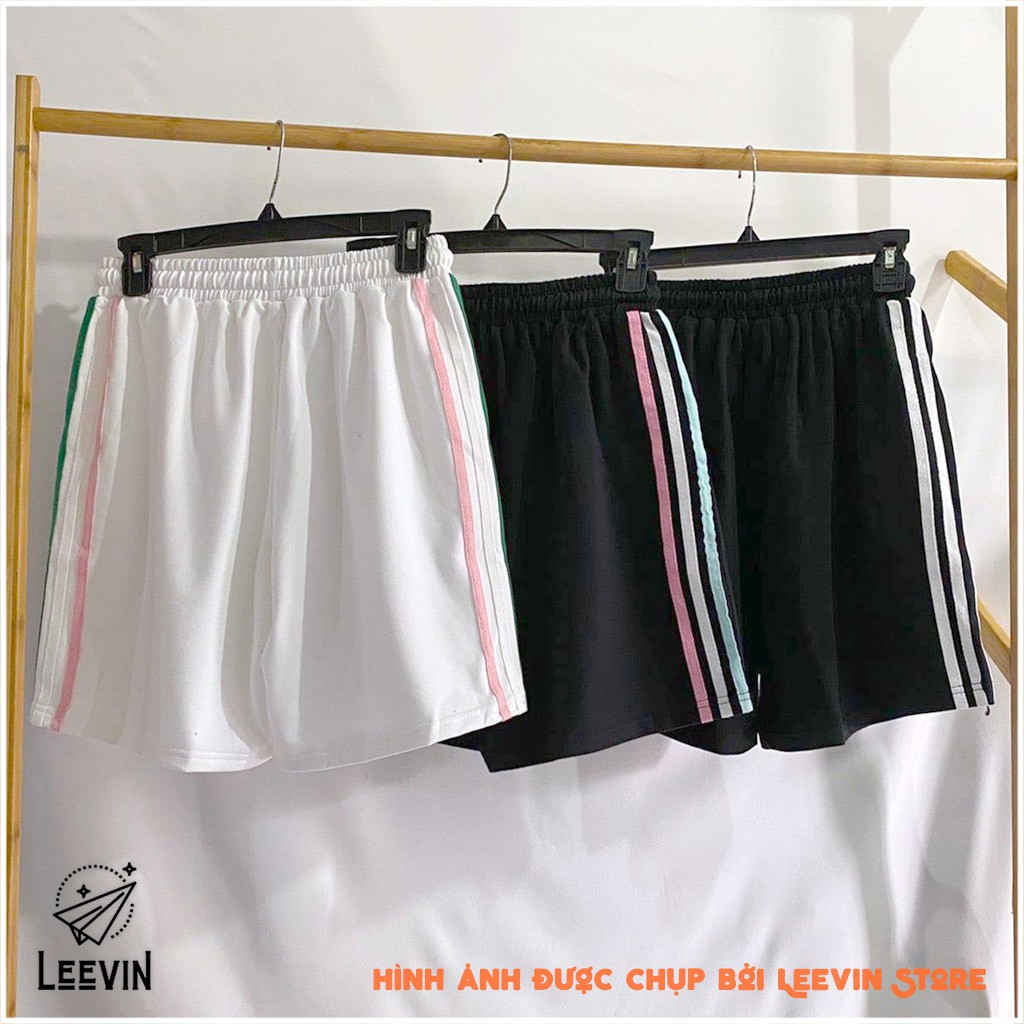 Quần Short Nam Nữ Thun 3 Sọc Form Rộng Unisex - Kiểu quần sooc đùi nữ 3 Line thể thao Leevin Store | BigBuy360 - bigbuy360.vn