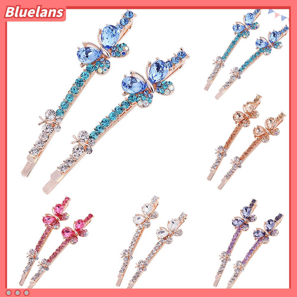 Bộ 2 kẹp tóc hình bướm đính đá sang trọng xinh xắn