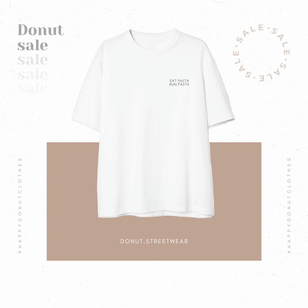 Áo thun thêu cotton unisex Eat pasta, run fasta