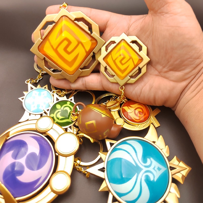( ĐẠI ) Móc khóa mô hình nguyên tố LIYUE Vision GENSHIN IMPACT kim loại game anime chibi size lớn