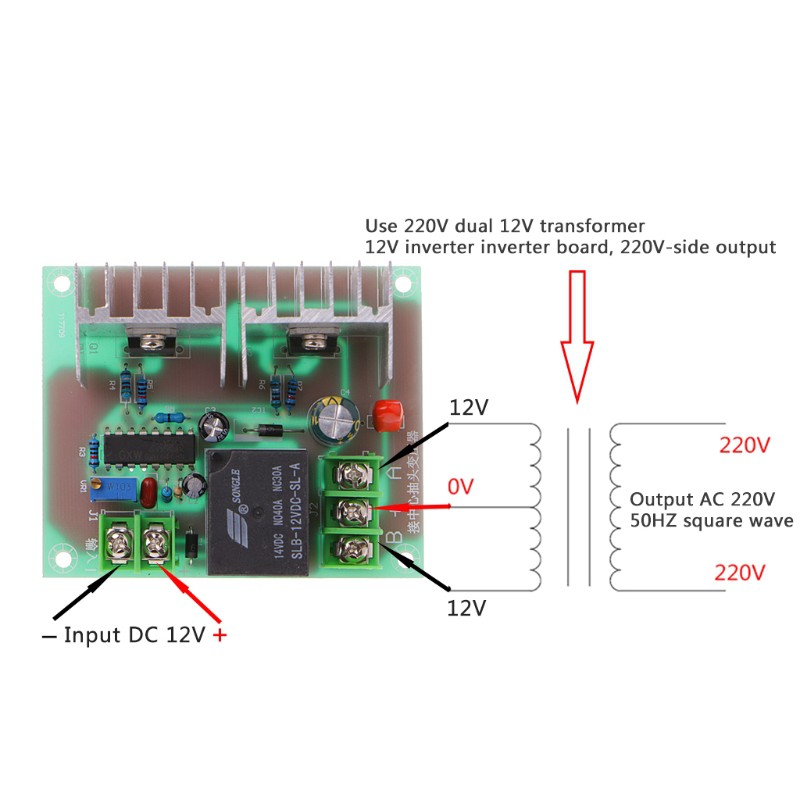 Mô-đun nguồn ổ nhân biến áp 300W DC 12V sang AC 220V