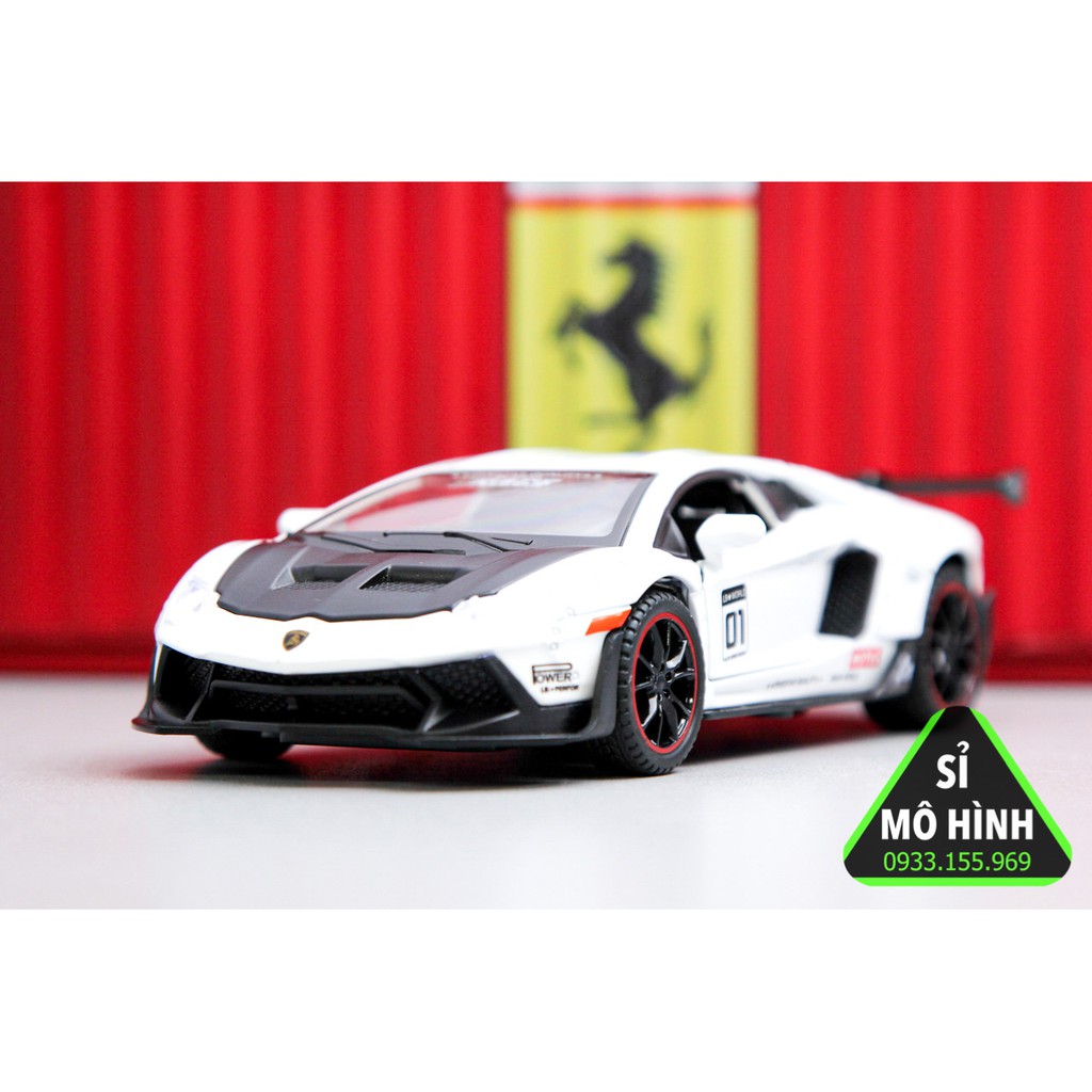 [ Sỉ Mô Hình ] Xe mô hình siêu xe Lambo Aventador SVJ 1:32 Trắng