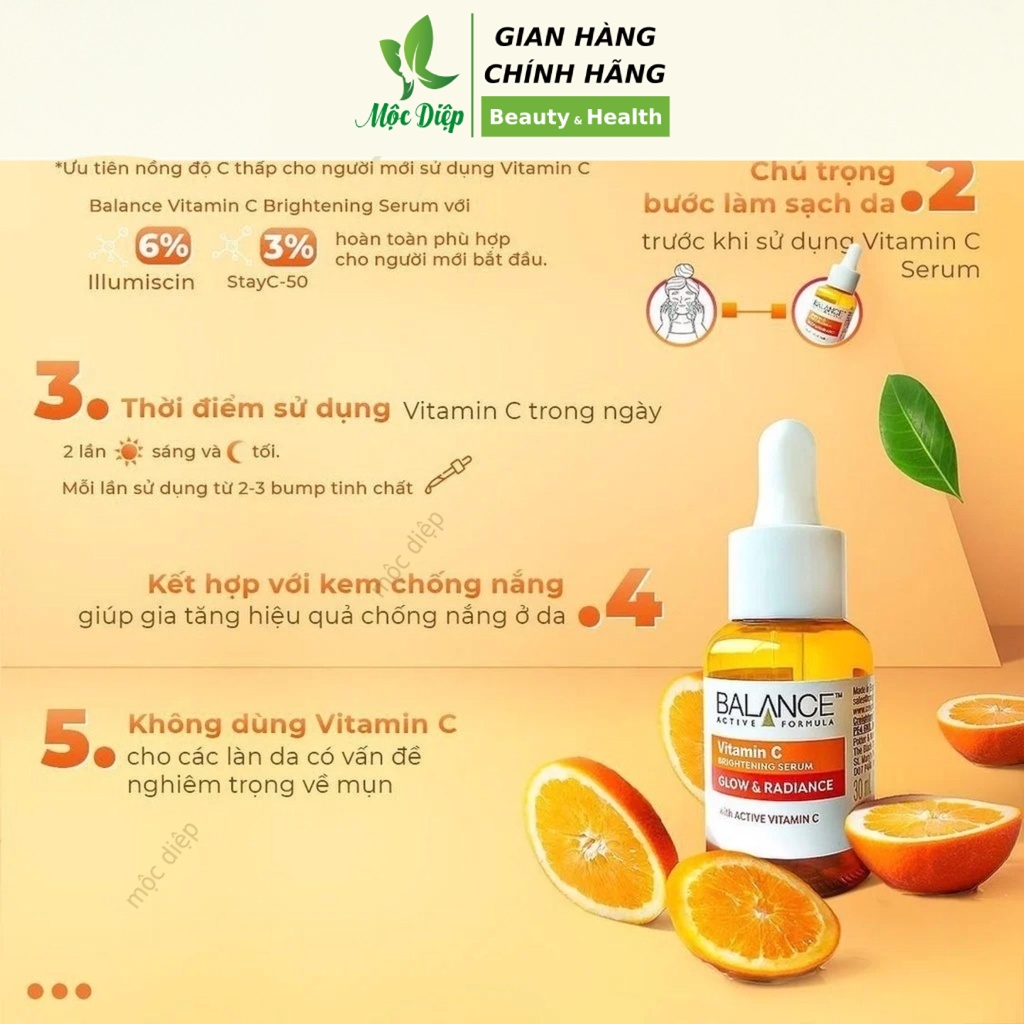 Serum Balance Vitamin C 30ml Trắng da giảm thâm giảm mụn - Mộc Diệp