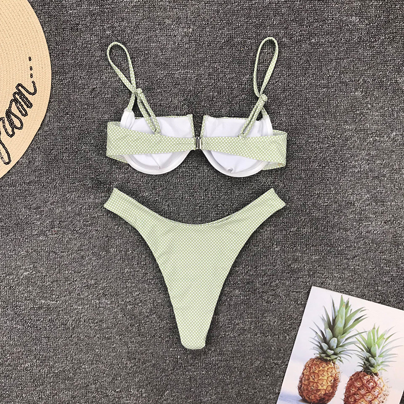 Bộ Đồ Bơi 2 Mảnh Họa Tiết Chấm Bi Xinh Xắn Quyến Rũ Cho Nữ