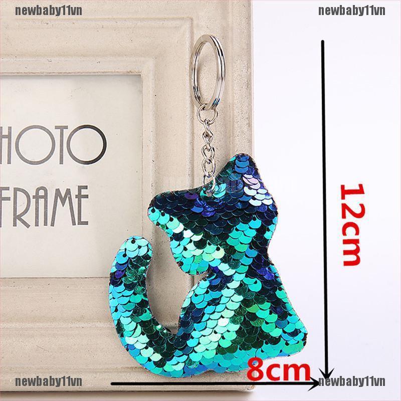 Móc Khóa Hình Mèo Đính Kim Sa Dễ Thương