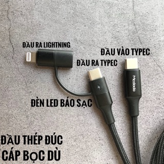 Cáp 2 Đầu Mcdodo TypeC To TypeC và Lightning - Max 60w và Pd 3.0
