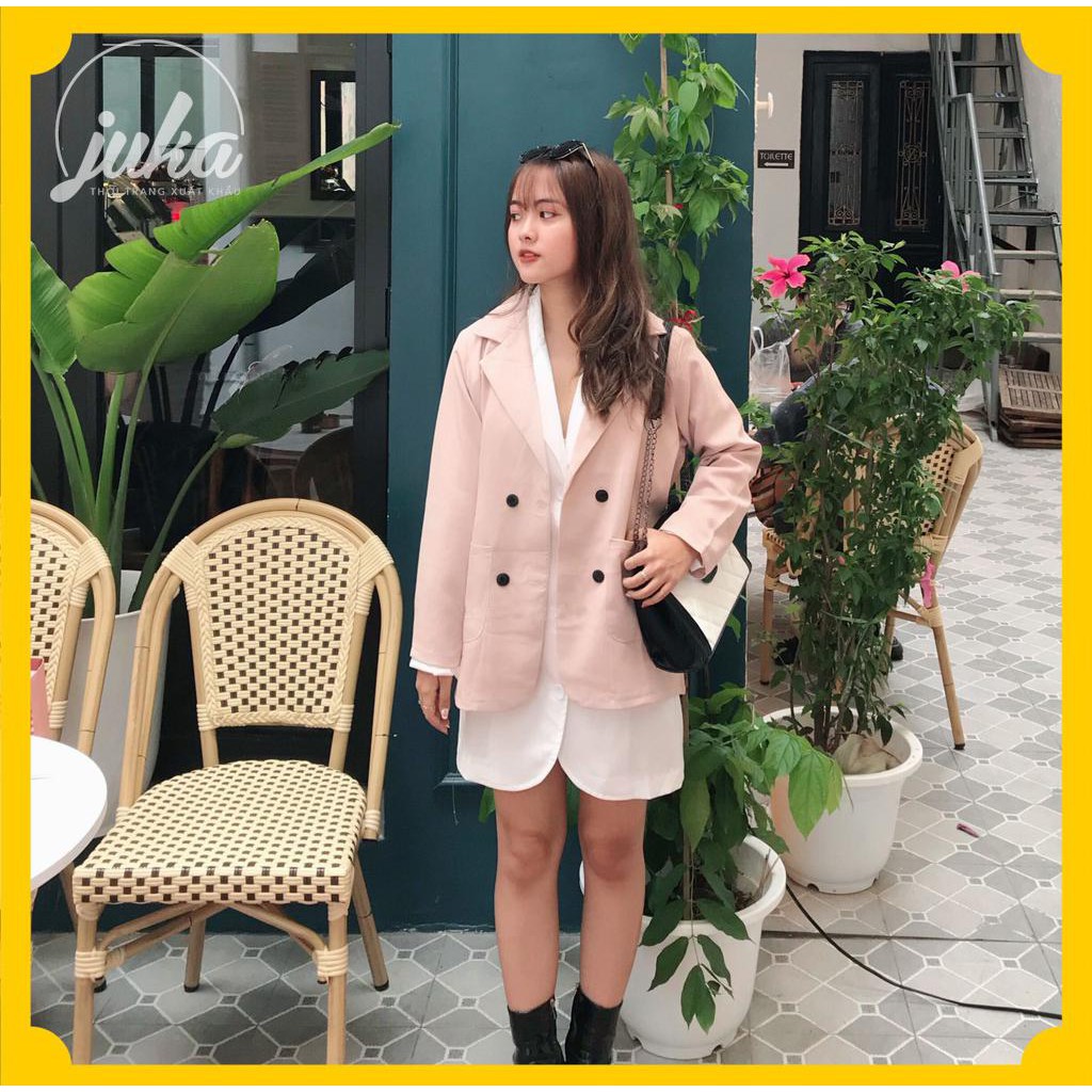 ÁO KHOÁC BLAZER 1 MÀU TRƠN HÀN QUỐC 2 LỚP kiểu áo vest nữ đẹp 2021