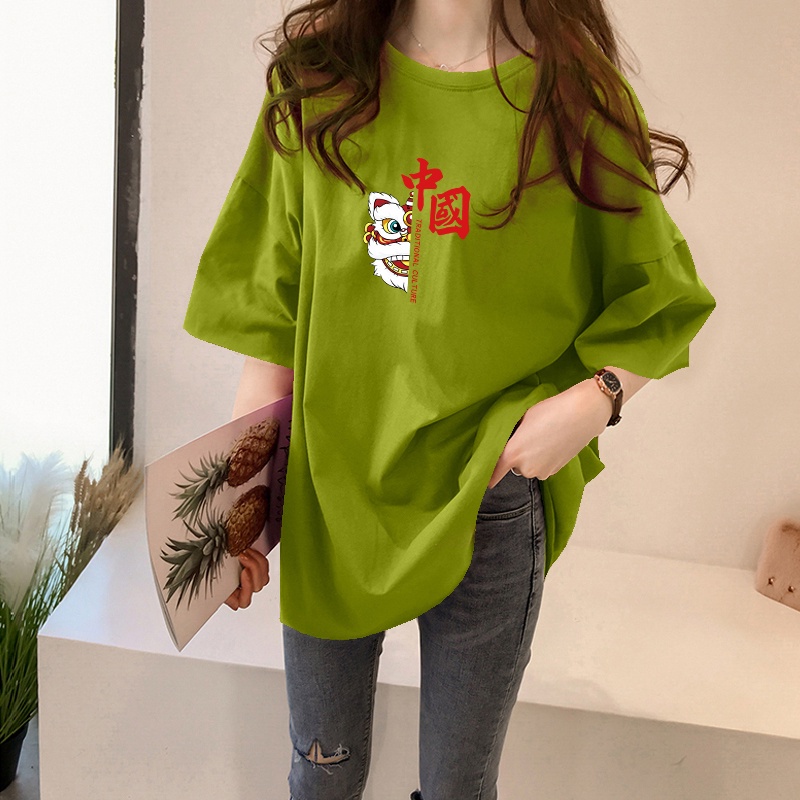 NRVP Áo thun tay ngắn cổ tròn thời trang hè phong cách Trung Hoa 2022 trẻ trung cho nữ
