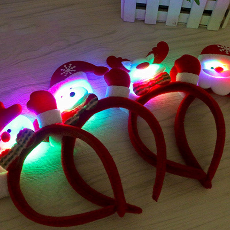 Băng đô cài tóc phong cách Giáng Sinh có đèn LED