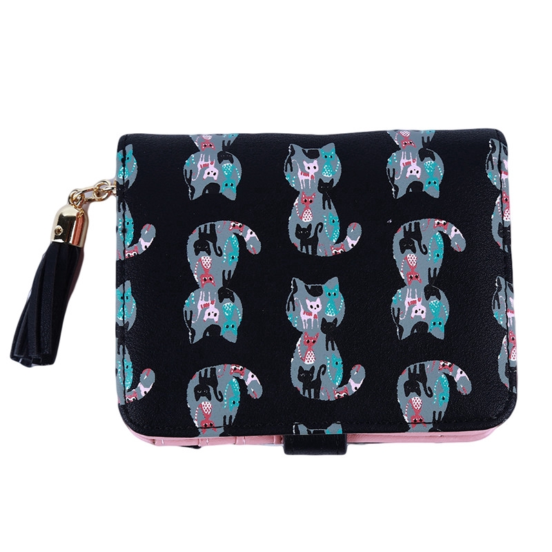 Ví nữ da PU in hình mèo dễ thương