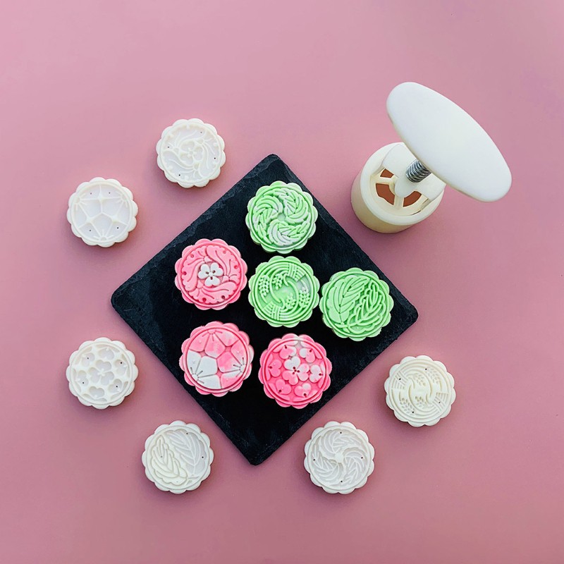 Set 6 Khuôn Nhấn Tạo Hình Bánh Trung Thu 50g