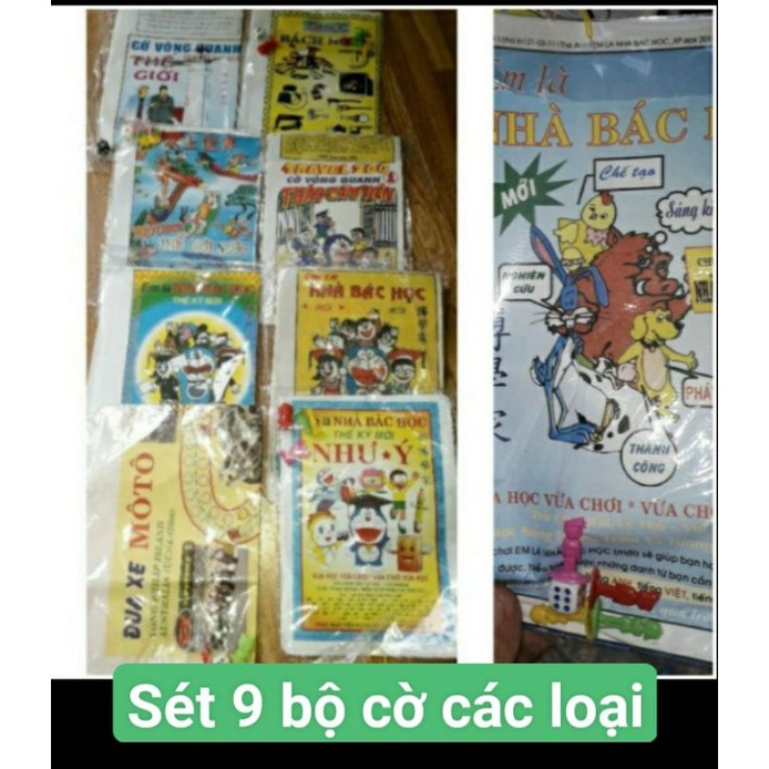 Sét 9 loại cờ tuổi thơ bằng giấy gồm 3 loại Em là BácHọc+VQ thế giới+TC viên+Đua Xe+BácHọc Như ý+BáchNghệ+Thế giới nước