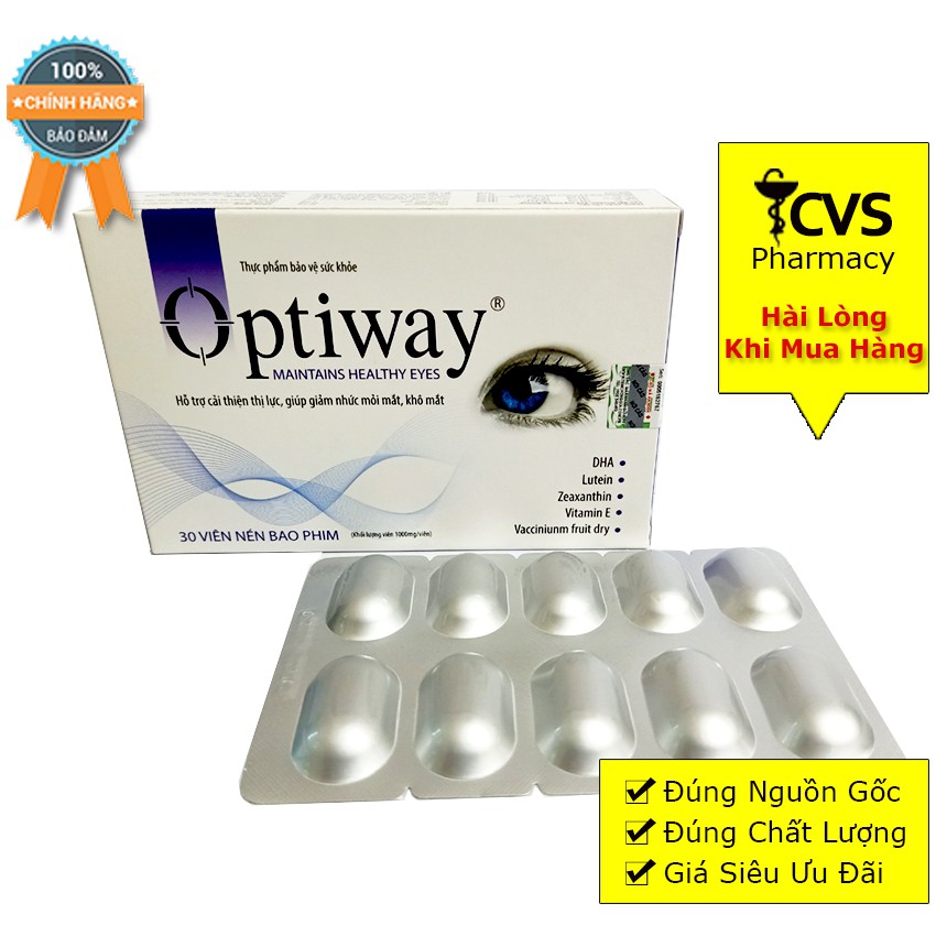 Combo 2 hộp - Viên uống Optiway bổ mắt tăng cường thị lực và phục hồi tổn thương mắt