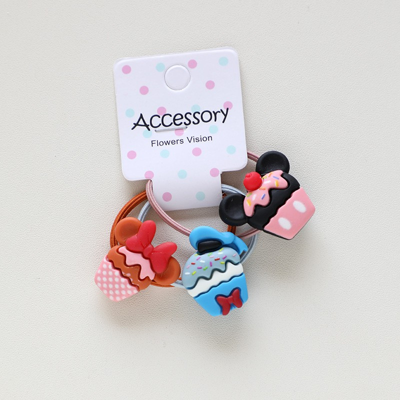 Set 3 dây buộc tóc co giãn kiểu dáng hoạt hình dễ thương cho bé gái