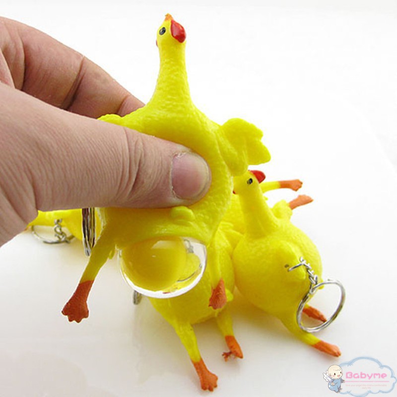 Móc khóa gắn mô hình chú gà đồ chơi nắn bóp giảm căng thẳng dễ thương