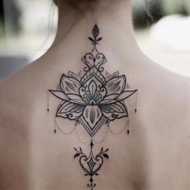 [Hàng mới về] Tờ hình xăm dán cơ thể/vai/ngực/cánh tay tạm thời hình lông vũ/bông hoa màu đen chống nước quyến rũ
