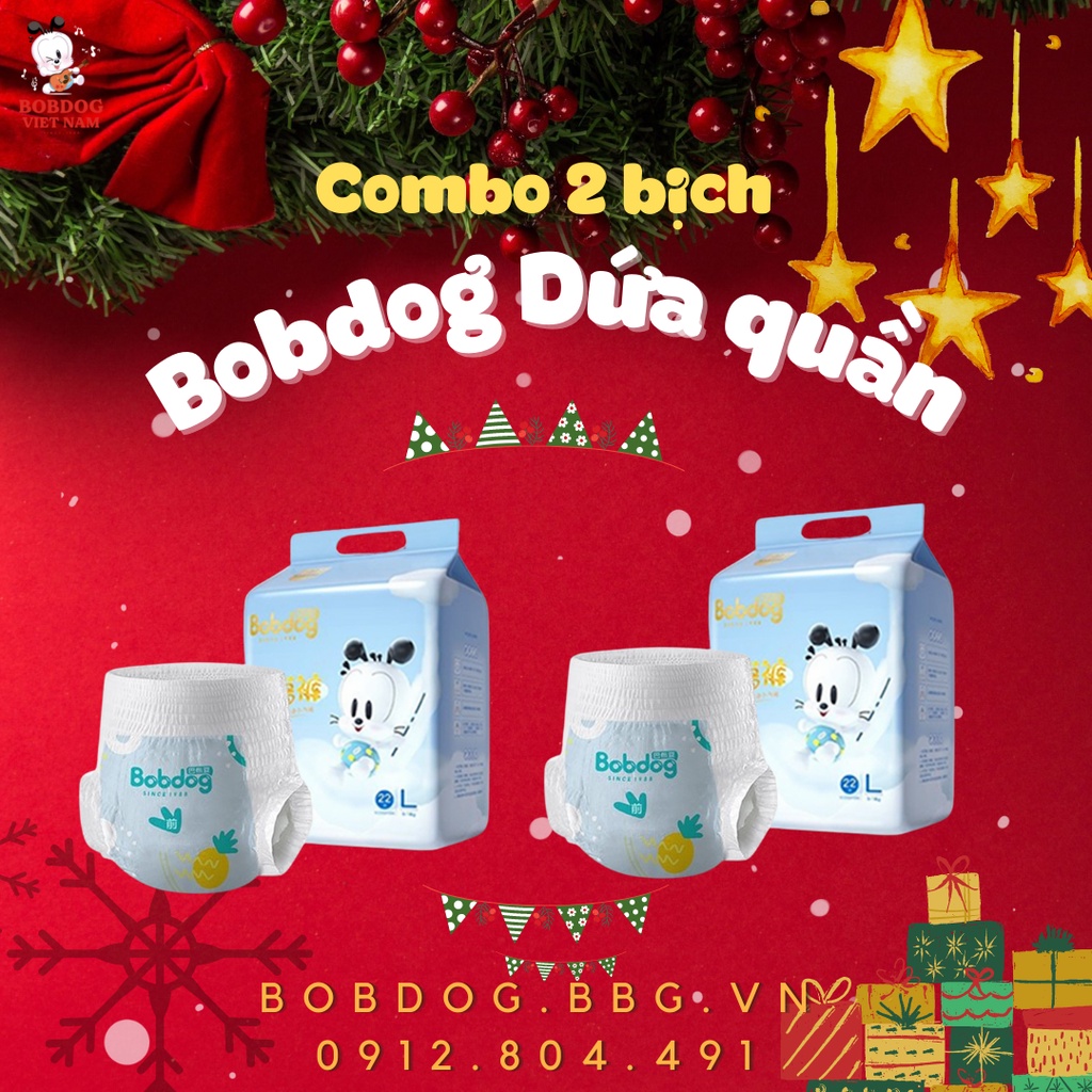 ⚡Combo 2 bịch⚡ Tã dứa quần Bobdog size L36/XL36/XXL34/XXXL32 miếng/bịch