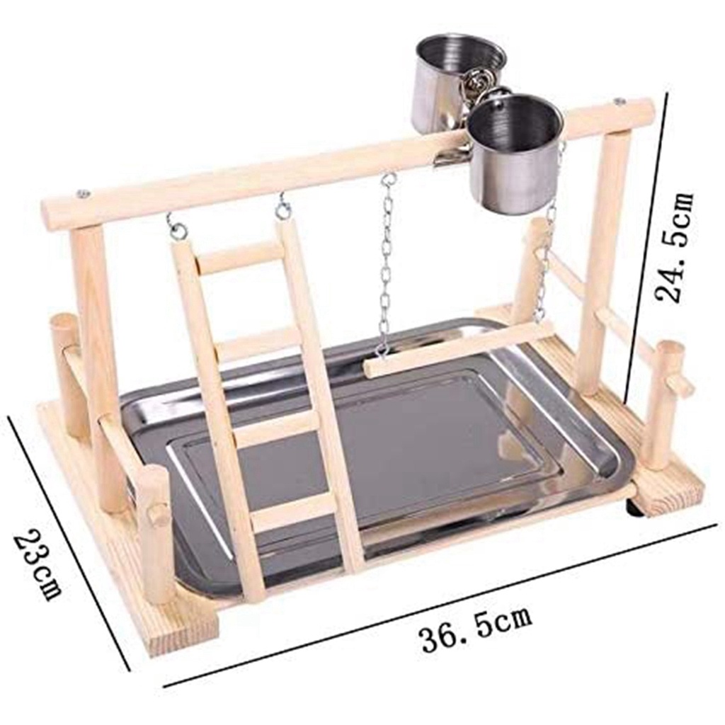 YIYU Sân chơi cầu thang có gắn máng ăn dành cho chim vẹt leo trèo vận động