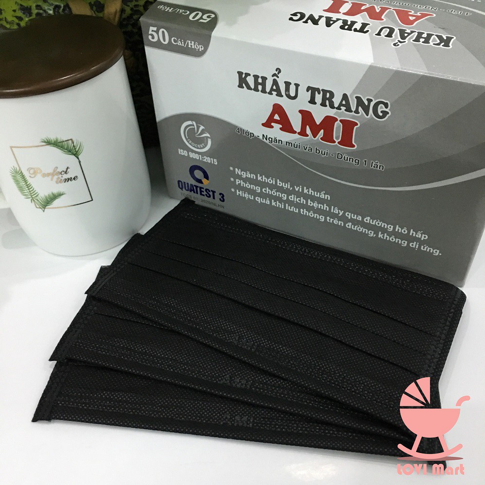 [Mã COSDAY -50K đơn 150K] Khẩu trang Y tế AMI - Kháng khuẩn 4 lớp [MÀU ĐEN]