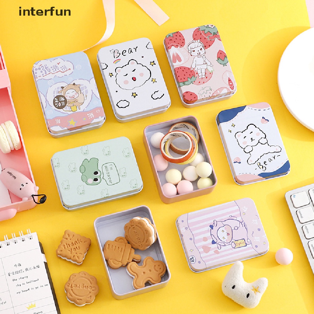 1 Hộp Thiếc mini In Họa Tiết Hoạt Hình Dễ Thương