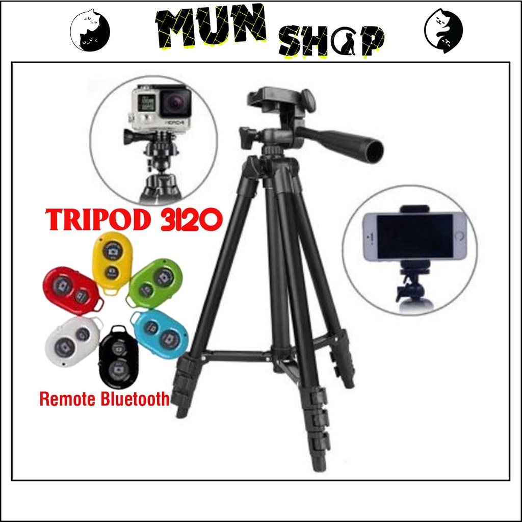 Giá đỡ điện thoại, máy ảnh Tripod-3120, live stream, chụp ảnh cực tiện điều khiển remote tương thích với nhiều dòng máy