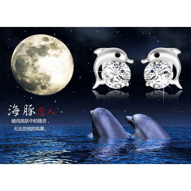 Khuyên tai mạ bạc 925 họa tiết cá heo thời trang Hàn Quốc
