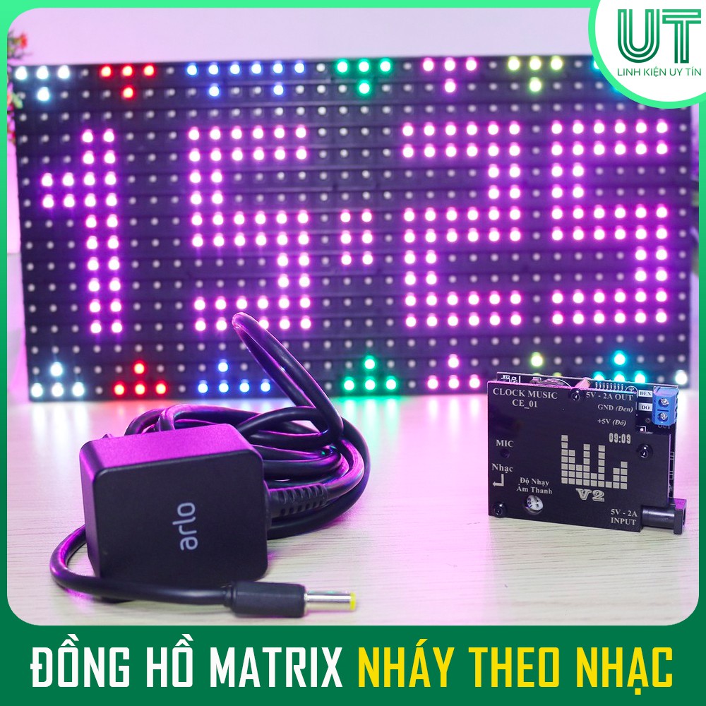 Đồng hồ MATRIX P10 nháy theo nhạc báo thời thời gian nhiệt độ (Full hiệu ứng)