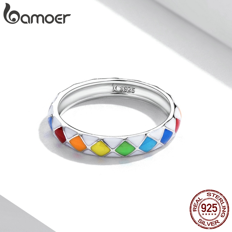 Bamoer Khuyên Tai Bạc 925 Hình Cầu Vồng Thời Trang Cho Nữ ZHS249-6