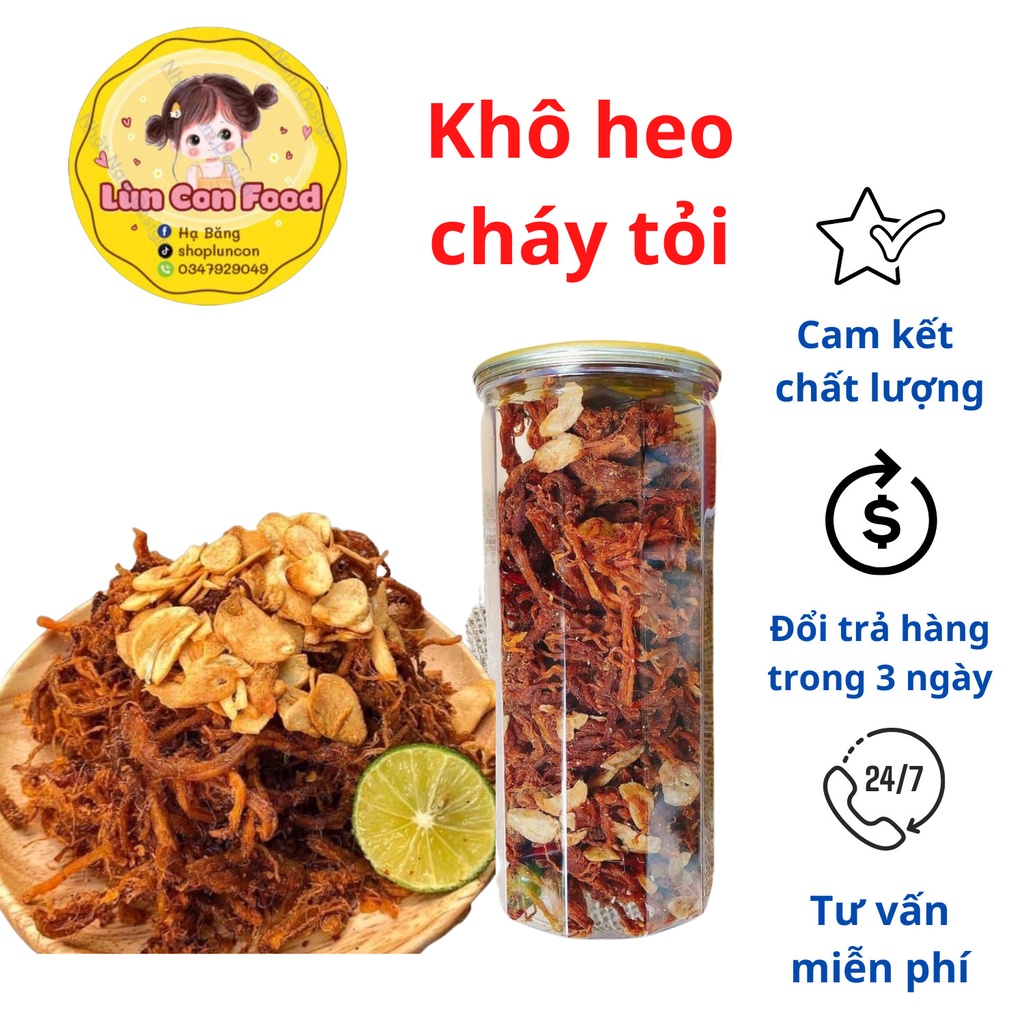 KHÔ HEO CHÁY TỎI LOẠI 1 HŨ 300GR THƠM NGON ĐẬM VỊ - Lùn Con Food