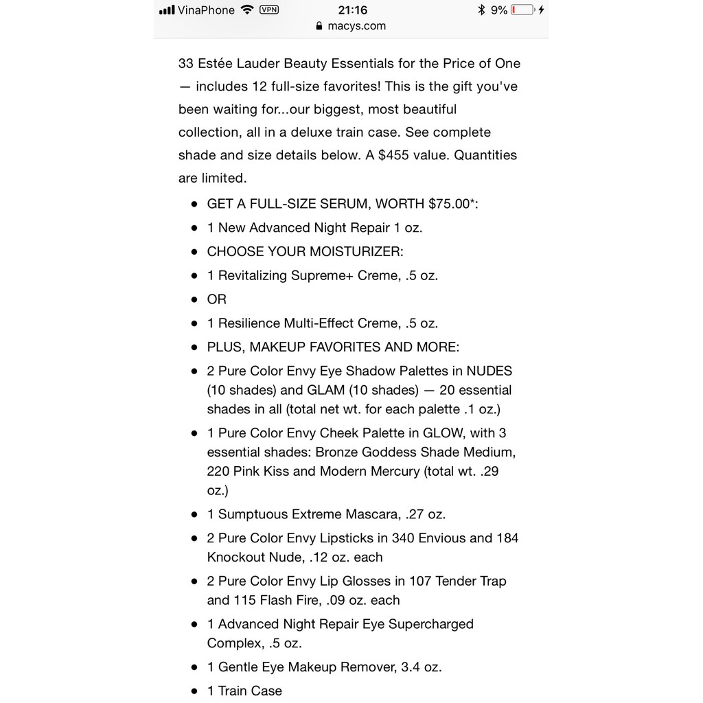 (Cốp Estee Lauder 13 món tháng 9/2020 - Bill Macy's Mỹ) Sét dưỡng và trang điểm Estee Lauder 13 món