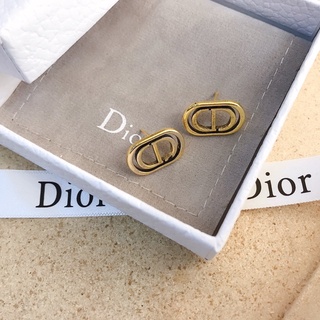 DIOR Bông tai mạ bạc 925 thiết kế đơn giản thời trang cho nữ