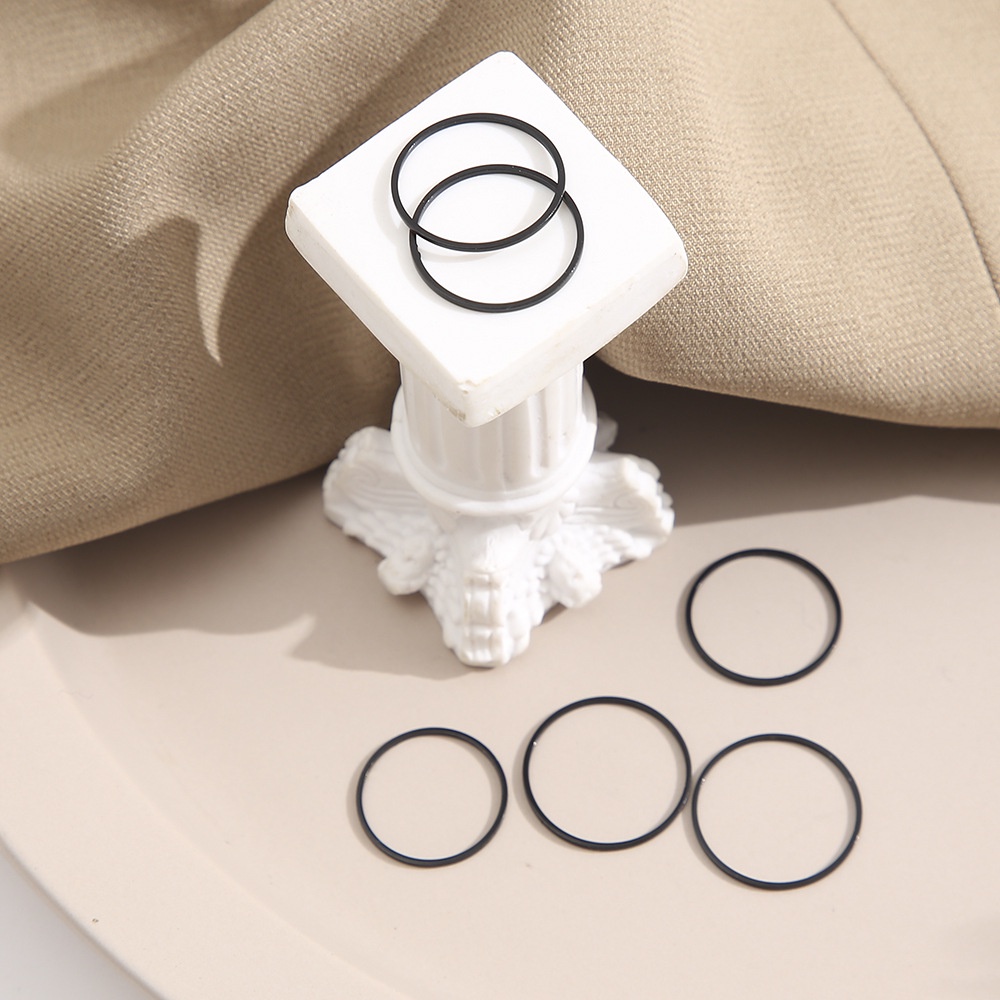 Set 6 nhẫn hợp kim màu đen đơn giản cho nữ