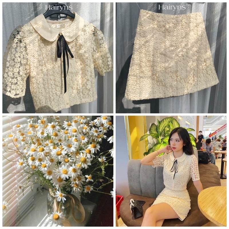 HAIRYNS | Set áo và chân váy ren cao cấp Daisy