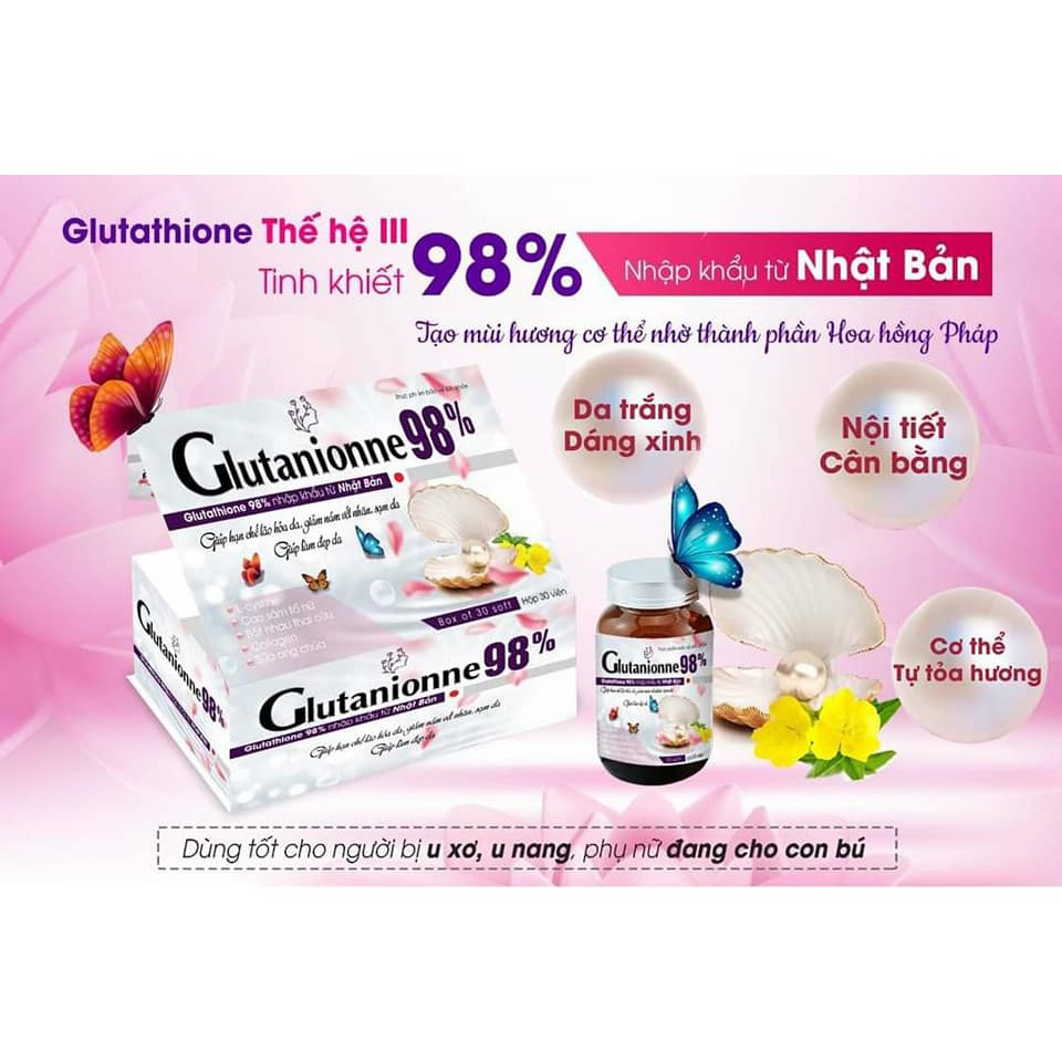 Glutanionne 98, thuốc bổ sung collagen giúp đẹp da, hạn chế lão hóa, tăng cường nội tiết tố nữ, lưu hương tự nhiên | BigBuy360 - bigbuy360.vn