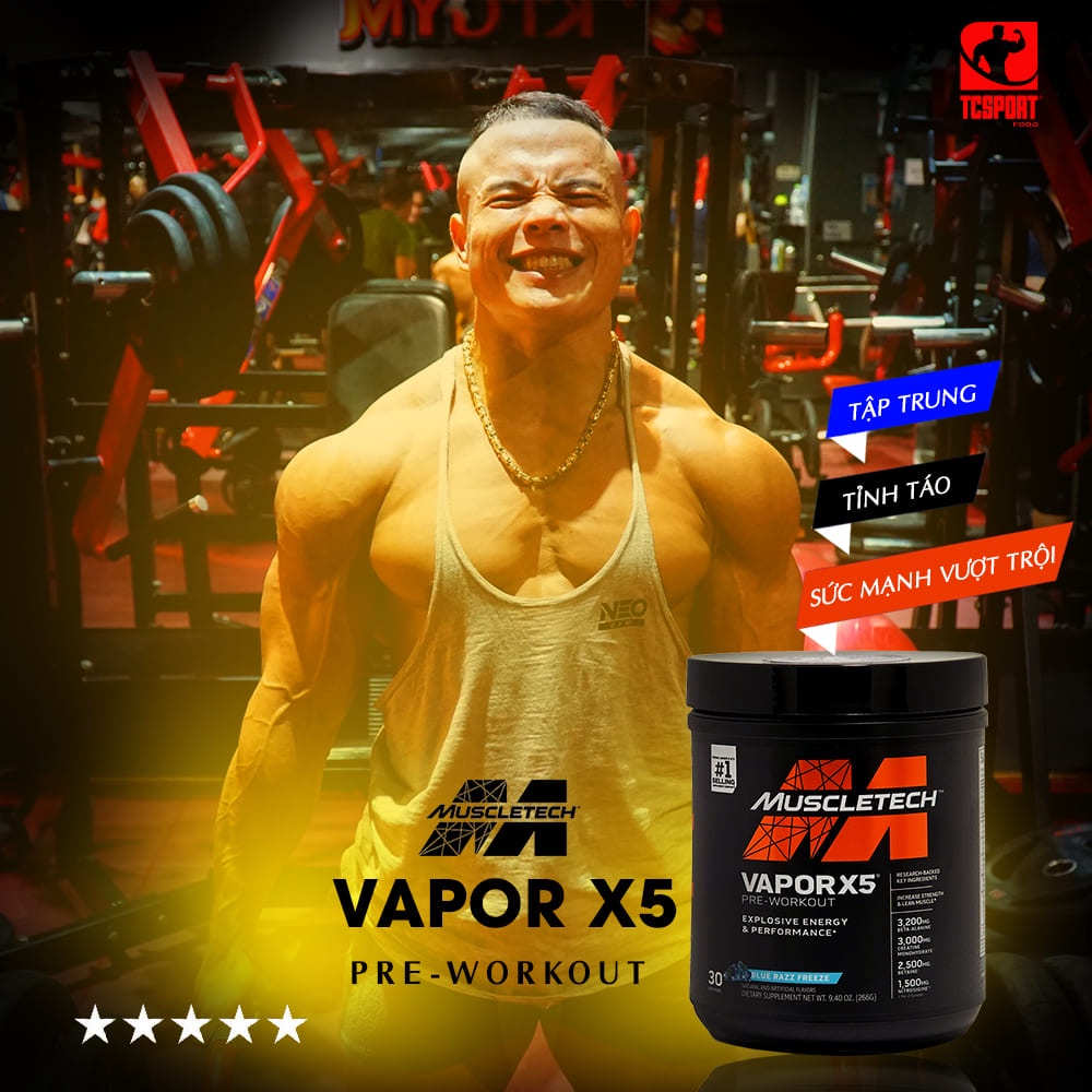 Pre-Workout Vapor X5 Next Gen - NHIỀU HƯƠNG VỊ - Hộp 30 lần dùng - HÀNG CHÍNH HÃNG MUSCLETECH