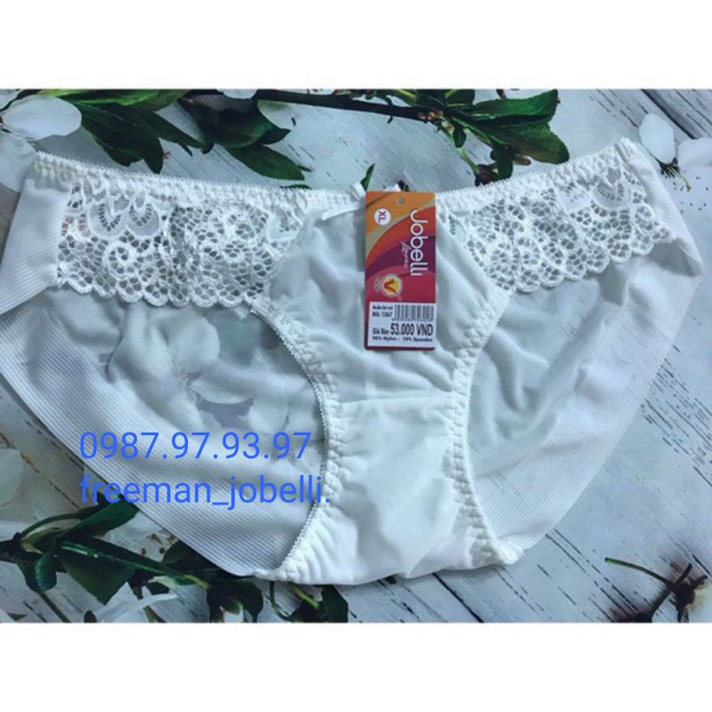 Quần xì Jobelli 1267,hình thật +video, quần lót nữ lưới lụa dập gân phối ren