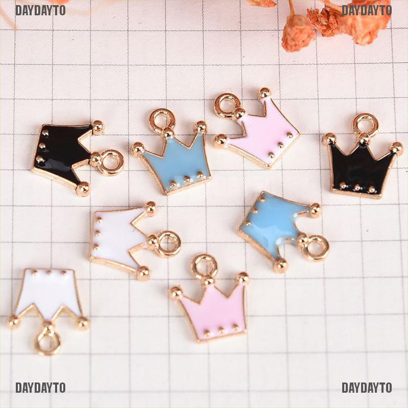 Bộ 10 Mặt Dây Chuyền Hình Vương Miện Tráng Men DIY