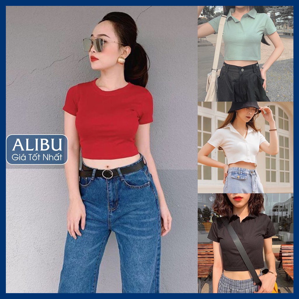 áo croptop phong cách đi biển du lịch check in cotton 100% hàn