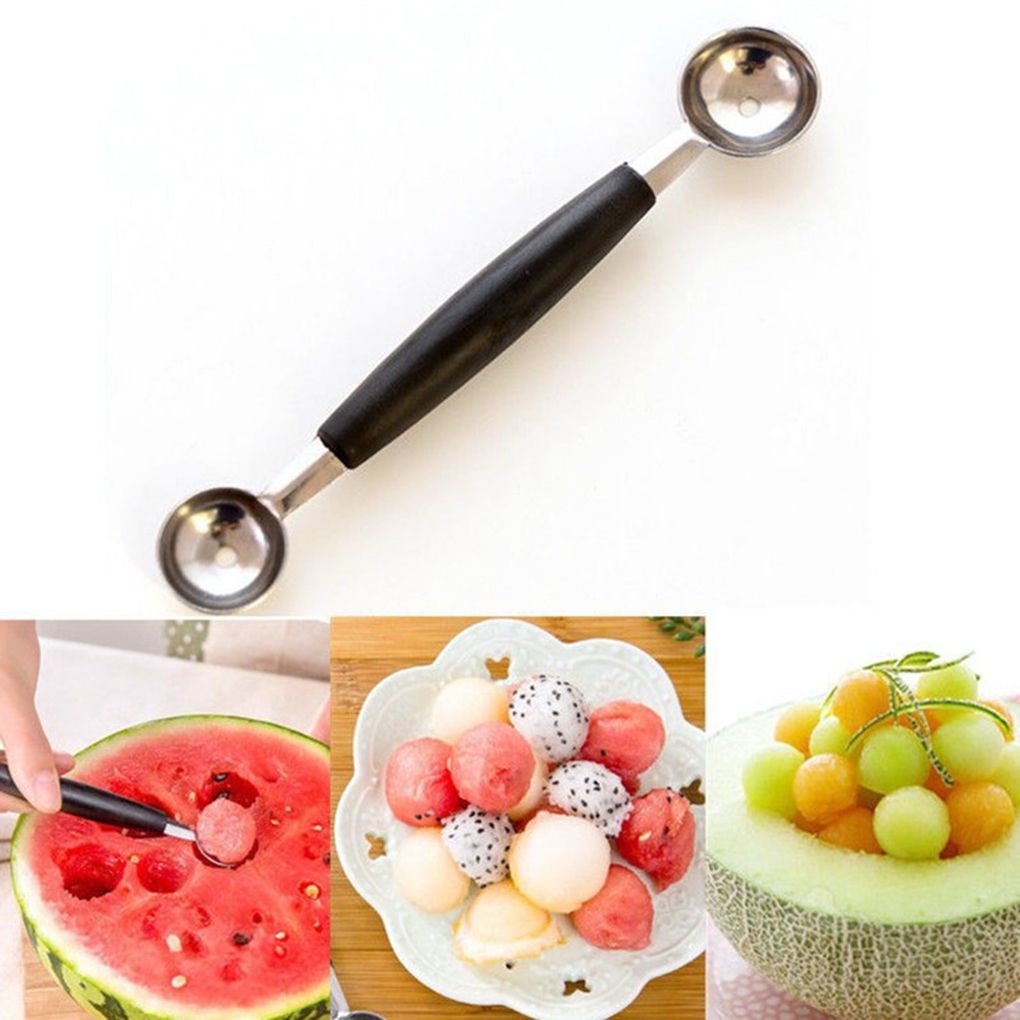 Muỗng múc kem/trái cây hai đầu bằng thép không gỉ tiện lợi