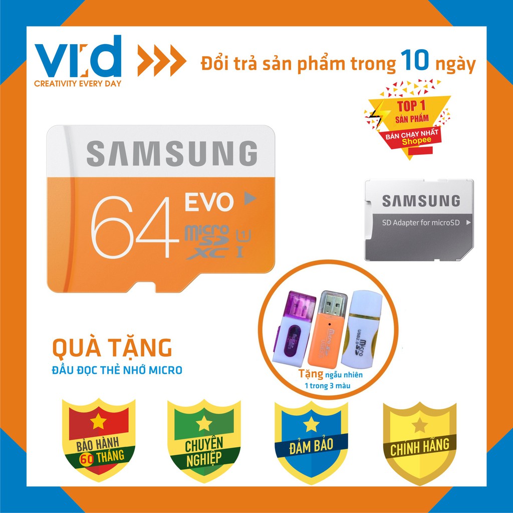 [QUÀ TĂNG] Thẻ nhớ Samsung Micro SDXC UHS-1 Card 64GB - Bảo hành 5 năm | WebRaoVat - webraovat.net.vn